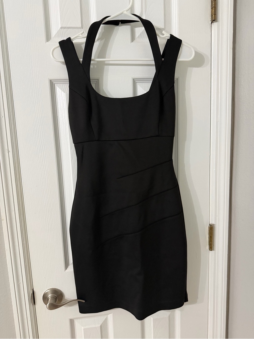Guess Black Square-Neck Mini Dress